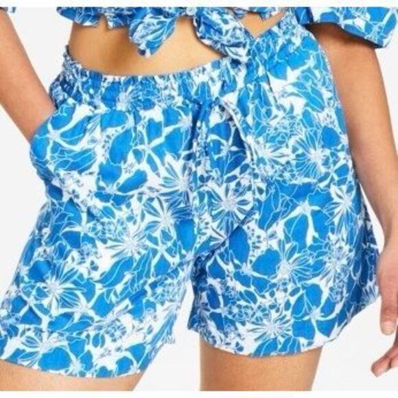 Lucy Paris Women's Tropical Print Shorts - Blue Size S - Picture 1 of 3